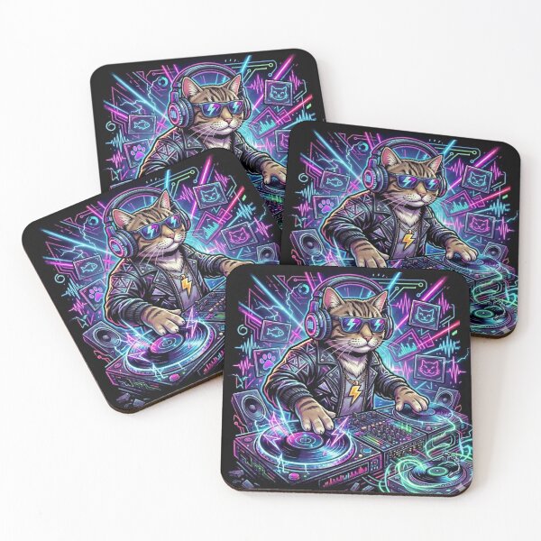 Item preview, Techno cat designed and sold by RaveWaveDesign.