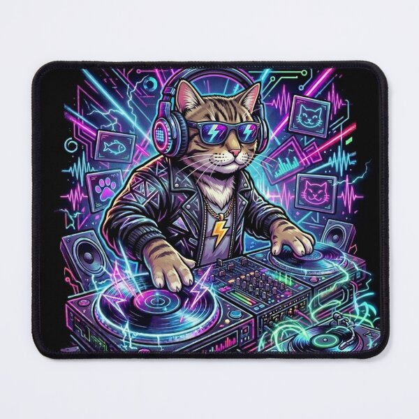 Item preview, Techno cat designed and sold by RaveWaveDesign.