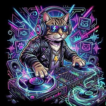 Artwork thumbnail, Techno cat by RaveWaveDesign
