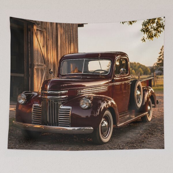 Item preview, Vintage Red Pickup Truck Rustic Barn Country Farmhouse Art designed and sold by LoveNurseries.