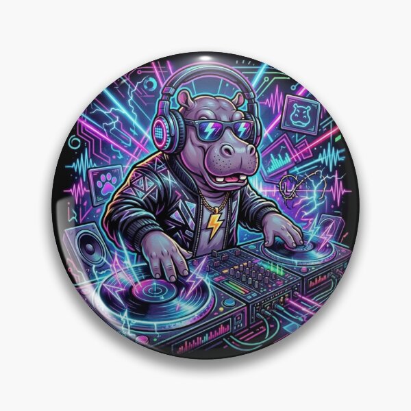 Item preview, Techno hippo designed and sold by RaveWaveDesign.