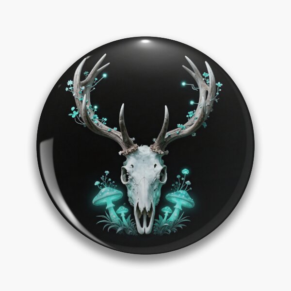 Item preview, Bioluminescent Deer Skull Magic Mushroom Fantasy Art designed and sold by Shape-Forge.