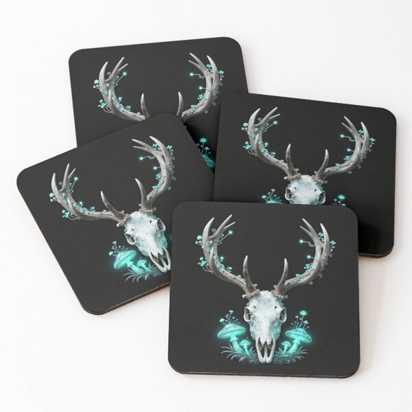 Item preview, Bioluminescent Deer Skull Magic Mushroom Fantasy Art designed and sold by Shape-Forge.