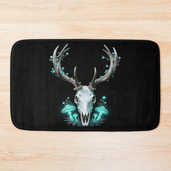 Item preview, Bioluminescent Deer Skull Magic Mushroom Fantasy Art designed and sold by Shape-Forge.