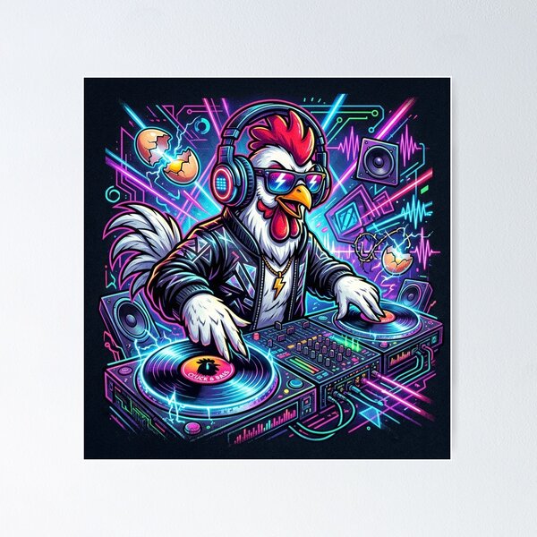 Item preview, Techno chicken designed and sold by RaveWaveDesign.