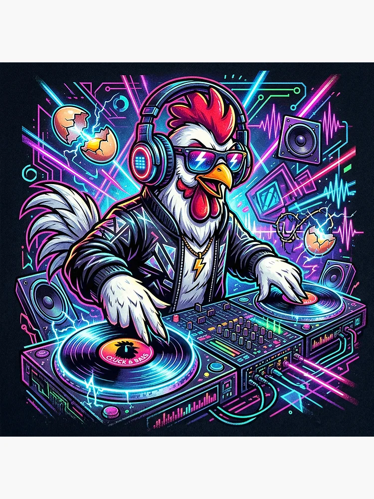 Imagen 4 de 4, Reloj con la obra Pollo tecno, diseñada y vendida por RaveWaveDesign.