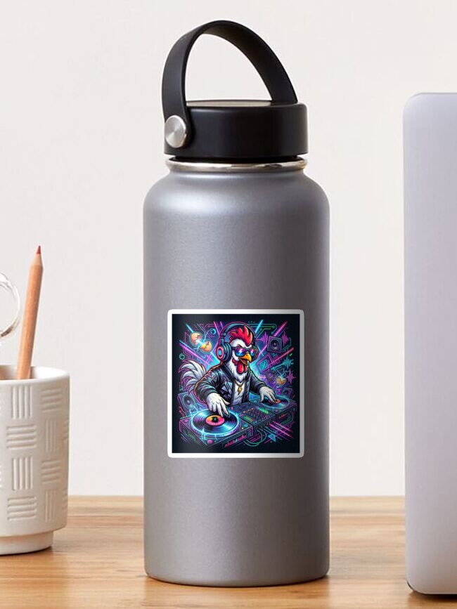 Imagen 1 de 3, Pegatina con la obra Pollo tecno, diseñada y vendida por RaveWaveDesign.