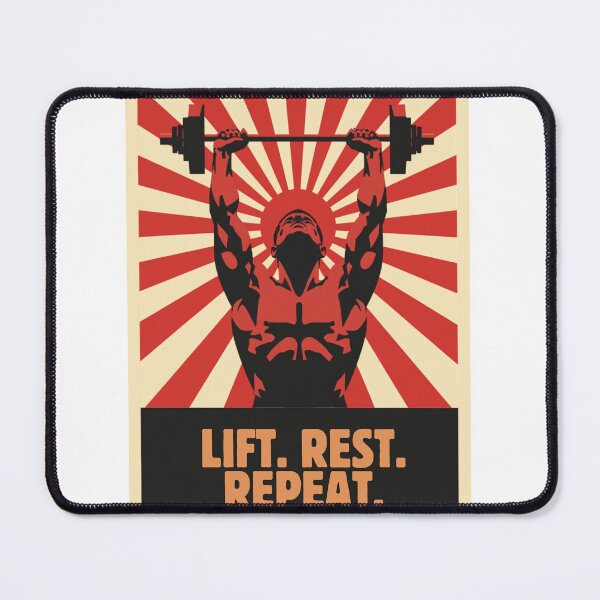Item preview, Lift Rest Repeat Retro Propaganda Style Weightlifting Design designed and sold by jojodebondy.