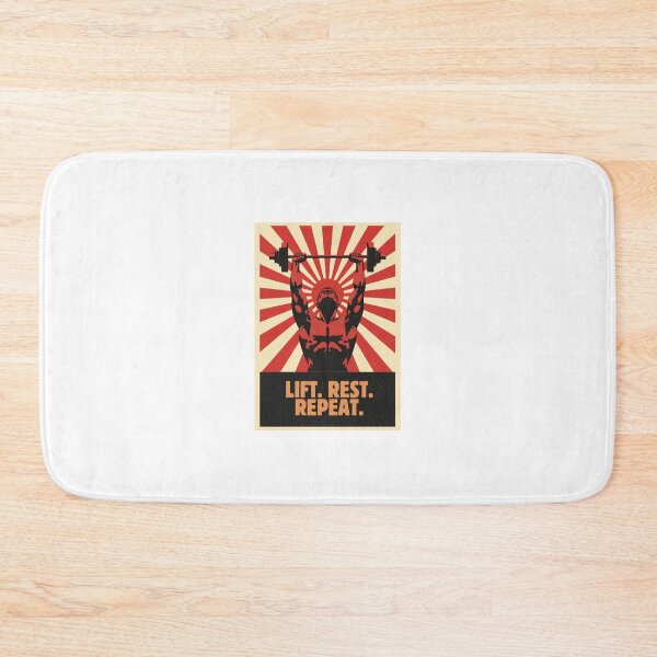 Item preview, Lift Rest Repeat Retro Propaganda Style Weightlifting Design designed and sold by jojodebondy.