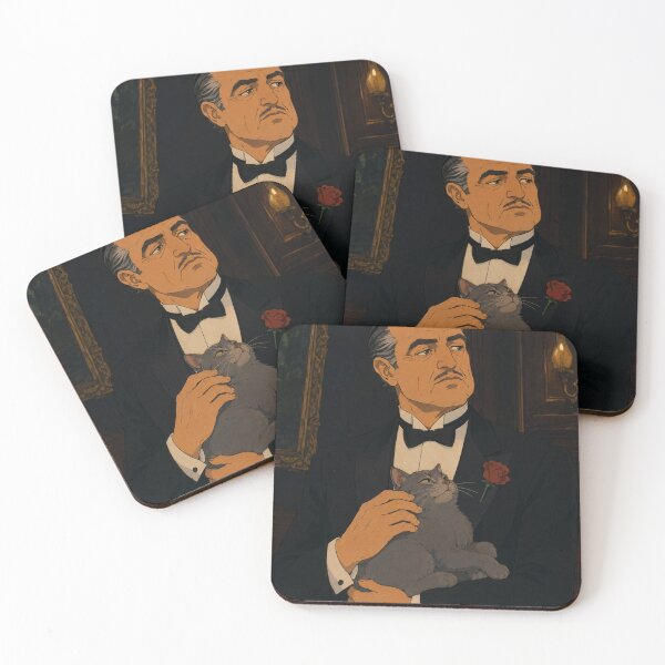Item preview, Elegant Mafia Gentleman with Cat Vintage Noir Art designed and sold by  Hollow Moon Studios..