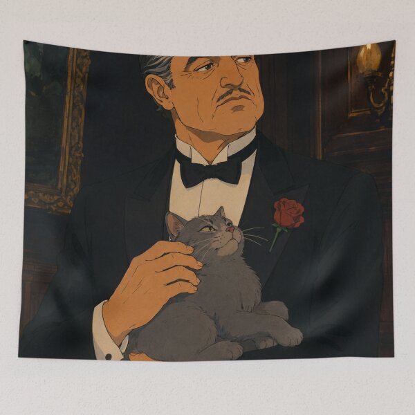 Item preview, Elegant Mafia Gentleman with Cat Vintage Noir Art designed and sold by  Hollow Moon Studios..