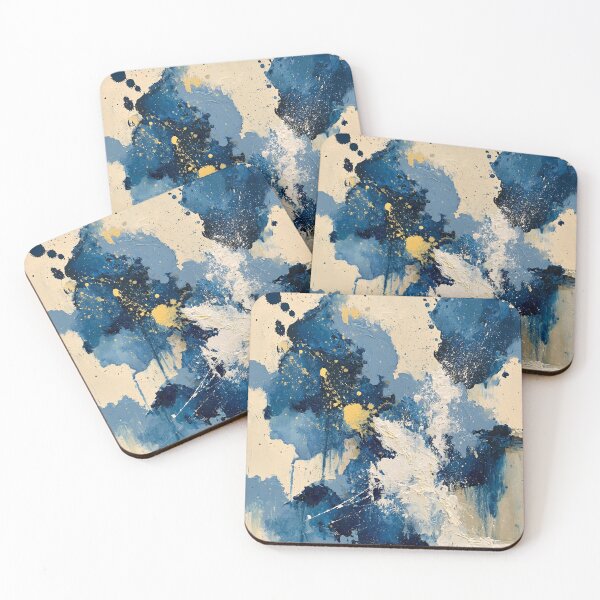Item preview, Abstract Textured Blue Palette No. 18 - Vibrant Blue & Gold Energetic Splash designed and sold by SlowRegardArt.