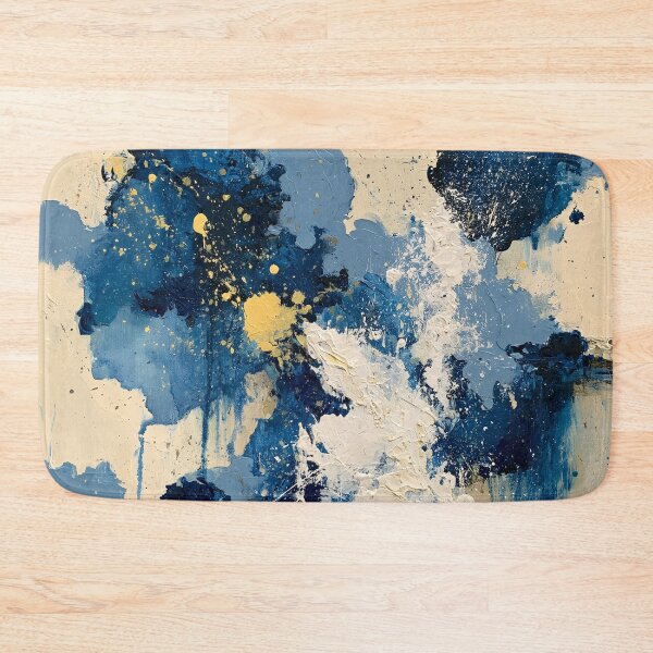 Item preview, Abstract Textured Blue Palette No. 18 - Vibrant Blue & Gold Energetic Splash designed and sold by SlowRegardArt.
