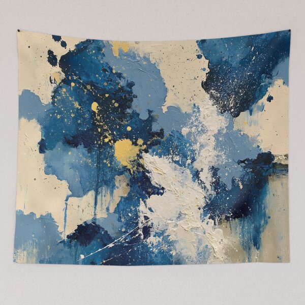 Item preview, Abstract Textured Blue Palette No. 18 - Vibrant Blue & Gold Energetic Splash designed and sold by SlowRegardArt.