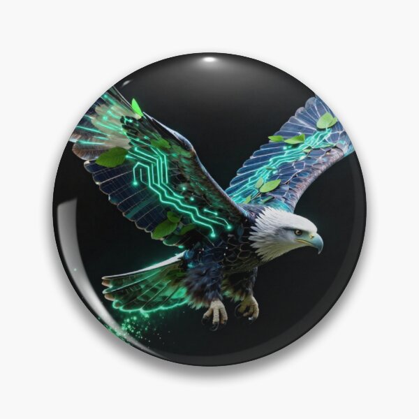 Item preview, ​Neon Glowing Eagle Cyber Tech Solarpunk Wildlife designed and sold by Shape-Forge.