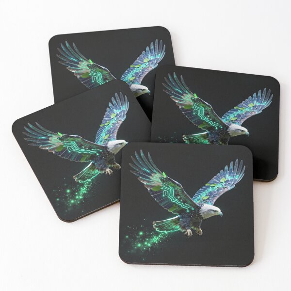 Item preview, ​Neon Glowing Eagle Cyber Tech Solarpunk Wildlife designed and sold by Shape-Forge.