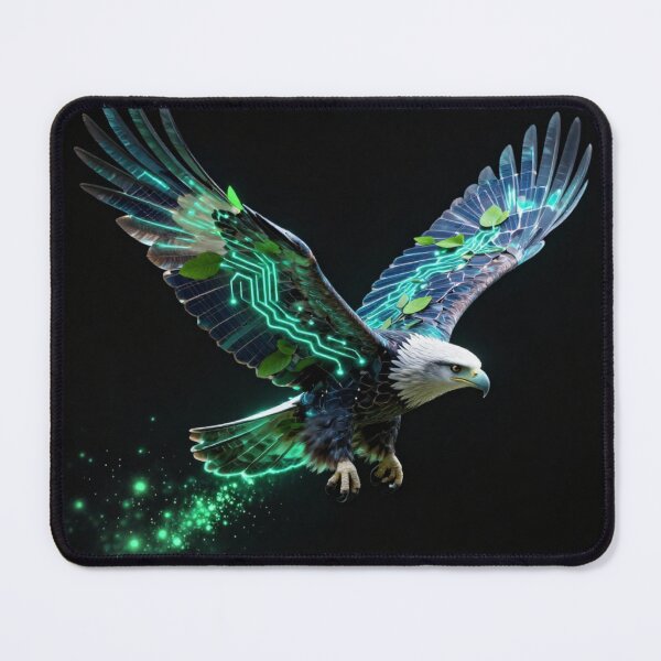 Item preview, Neon Glowing Eagle Cyber Tech Solarpunk Wildlife designed and sold by Shape-Forge.