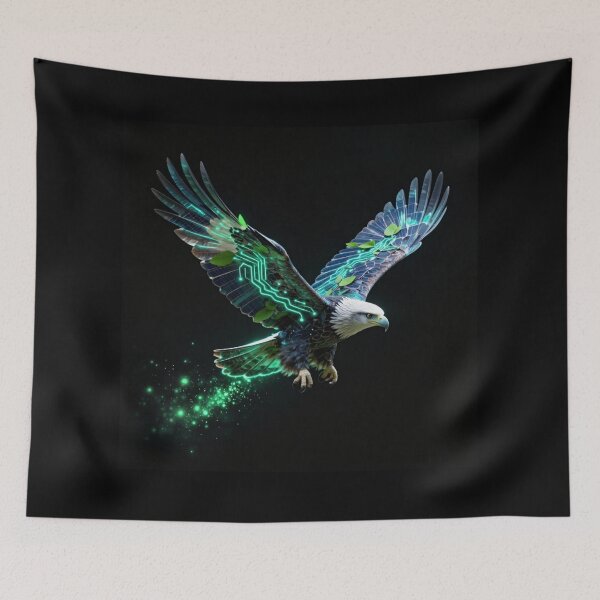 Item preview, ​Neon Glowing Eagle Cyber Tech Solarpunk Wildlife designed and sold by Shape-Forge.