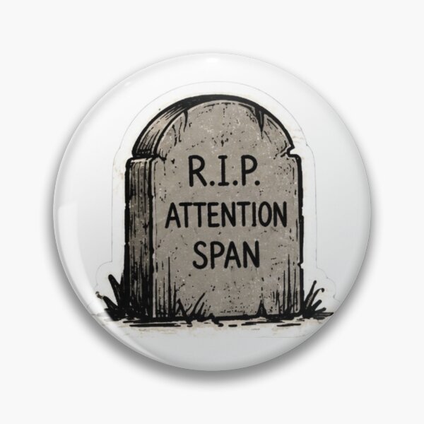 Item preview, RIP Attention Span Tombstone Sticker designed and sold by uglyAFstickers.