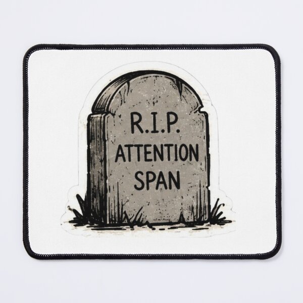 Item preview, RIP Attention Span Tombstone Sticker designed and sold by uglyAFstickers.