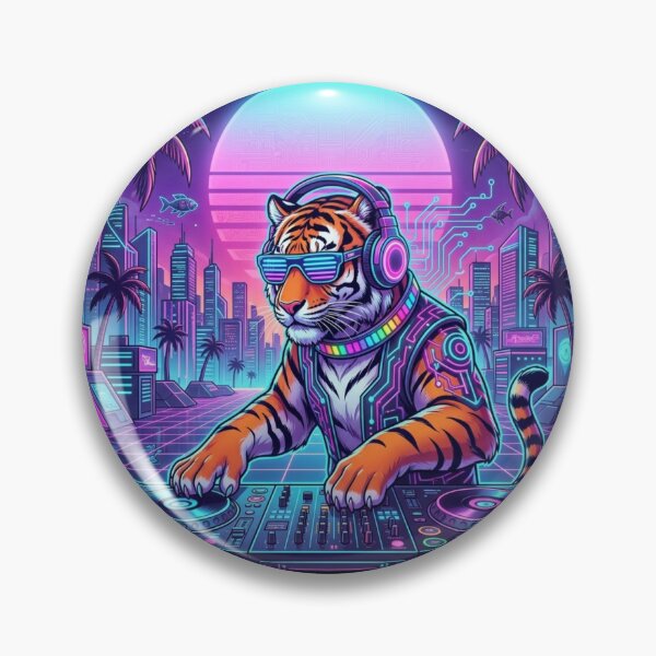 Item preview, Retrowave de tigre designed and sold by RaveWaveDesign.