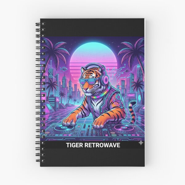 Item preview, Tiger retrowave designed and sold by RaveWaveDesign.
