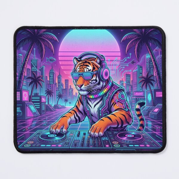 Item preview, Tiger retrowave designed and sold by RaveWaveDesign.