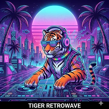Artwork thumbnail, Tiger retrowave by RaveWaveDesign