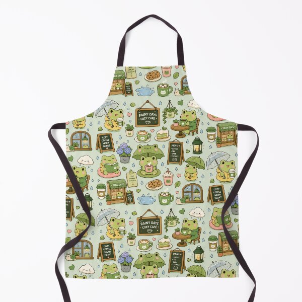 Item preview, Kawaii Frog Rainy Coffee Pattern designed and sold by Soft Berry Studio.