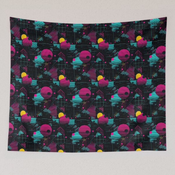 Item preview, Neon Geometric 80s 90s Retro Grid Pattern designed and sold by NicolasGlowArt.