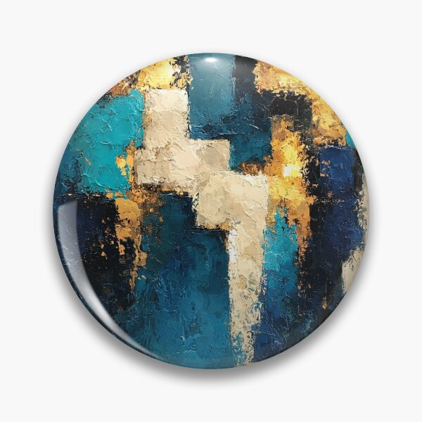 Item preview, Abstract Textured Blue Palette No. 19 - Golden Turquoise & Blue Geometric Blocks designed and sold by SlowRegardArt.