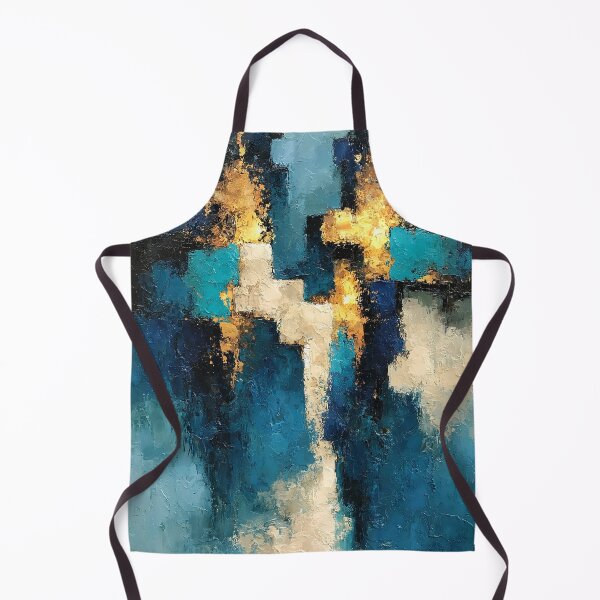 Item preview, Abstract Textured Blue Palette No. 19 - Golden Turquoise & Blue Geometric Blocks designed and sold by SlowRegardArt.