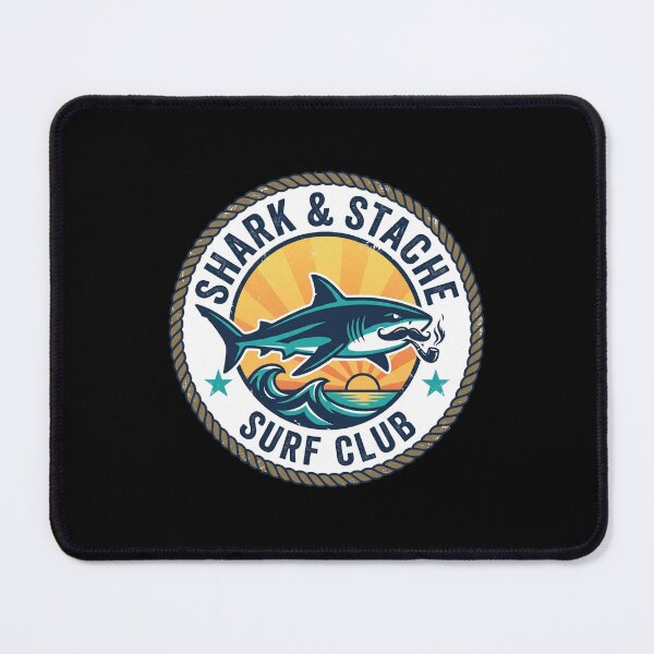 Item preview, Retro 60s Surf Club Moustache Shark Logo designed and sold by DuckOddity.