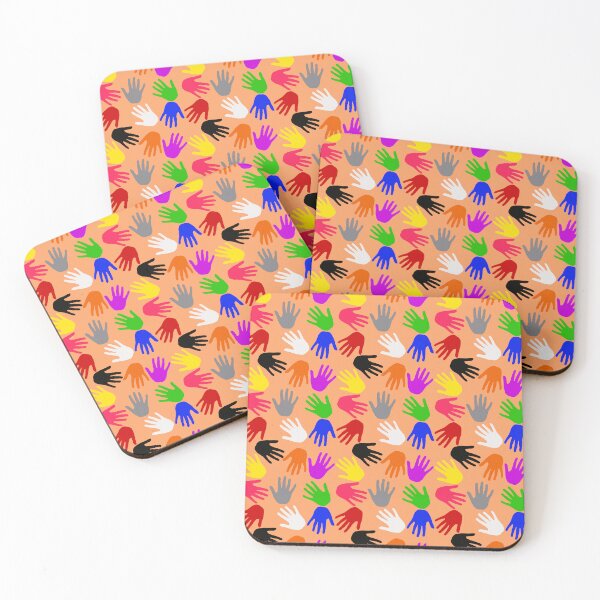 Item preview, Orange Colorful Handprints Pattern Design  designed and sold by PatternTitan.