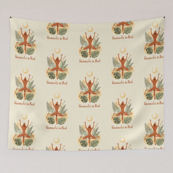 Item preview, Namaste In Bed Funny Retro Yoga Botanical Design designed and sold by jojodebondy.