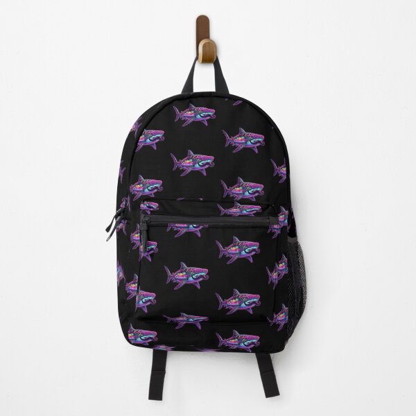 Item preview, Retro 80s Synthwave Neon Pink Moustache Shark designed and sold by DuckOddity.
