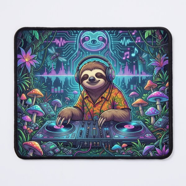 Item preview, Sloth DJ Chillout designed and sold by RaveWaveDesign.