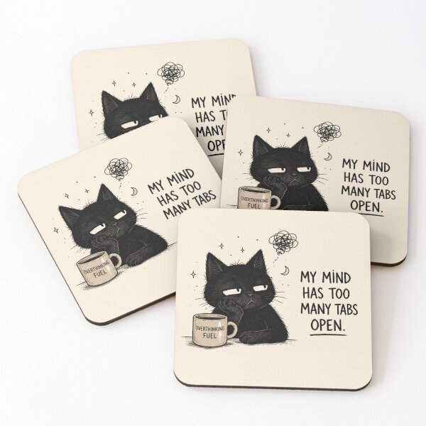 Item preview, My Mind Has Too Many Tabs Open | Overthinking Cat Design designed and sold by VibeFlowStudio.