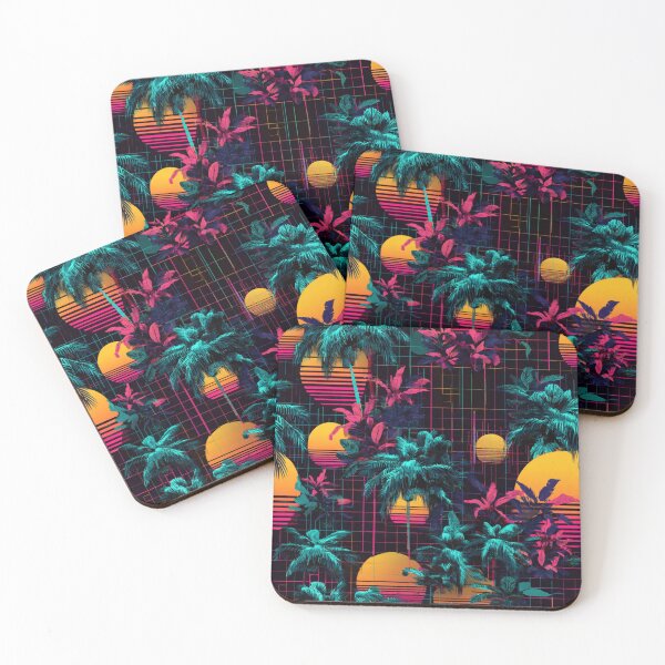 Item preview, Retro 80s Synthwave Palm Tree Sunset Grid designed and sold by NicolasGlowArt.