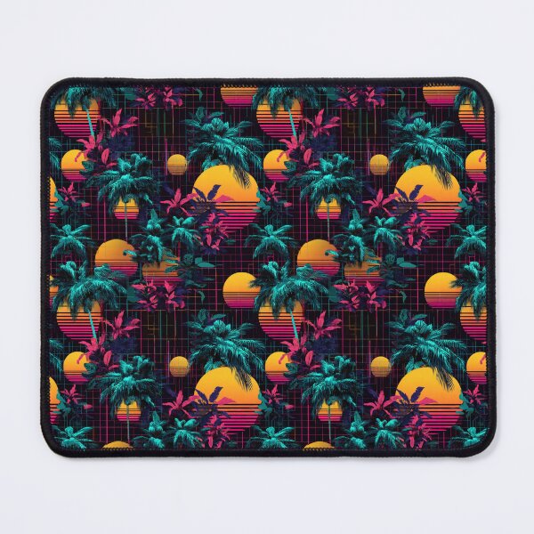 Item preview, Retro 80s Synthwave Palm Tree Sunset Grid designed and sold by NicolasGlowArt.