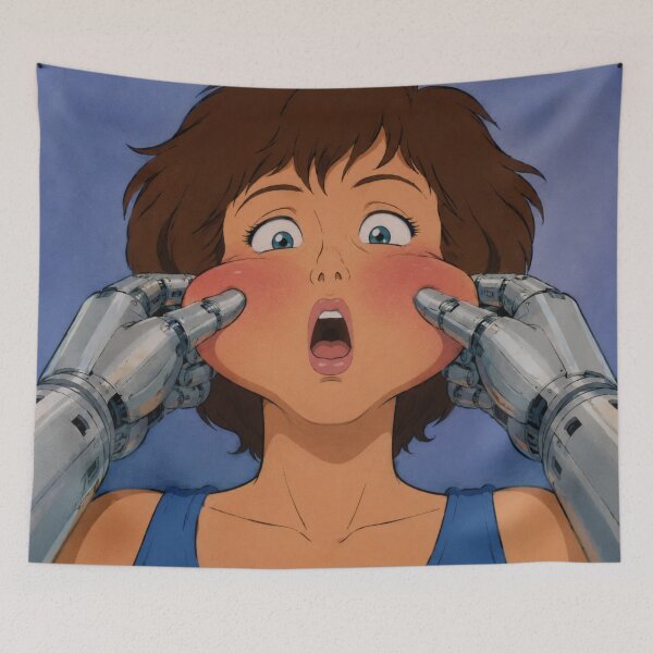 Item preview, Pinch Me Human! Retro Robot Comedy Anime Art designed and sold by  Hollow Moon Studios..