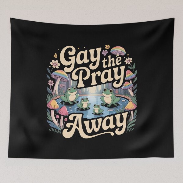 Item preview, Gay the Pray Away Frogs Vintage Rainbow LGBTQ Frog Humor designed and sold by Redgiant87x.