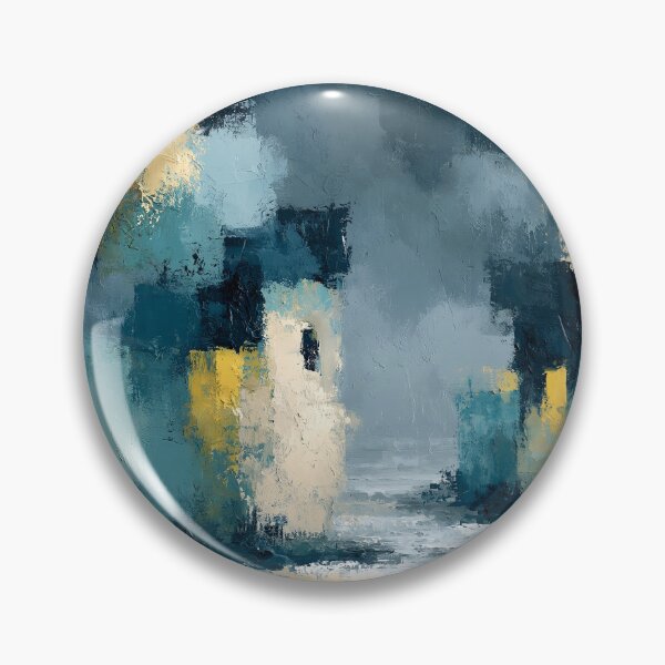 Item preview, Abstract Textured Blue Palette No. 20 - Moody Blue & Gold Nocturnal Cityscape designed and sold by SlowRegardArt.