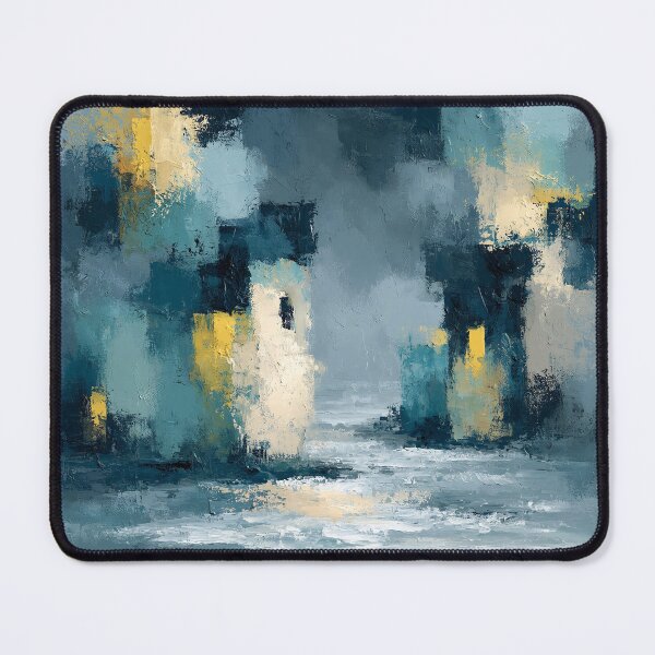 Item preview, Abstract Textured Blue Palette No. 20 - Moody Blue & Gold Nocturnal Cityscape designed and sold by SlowRegardArt.