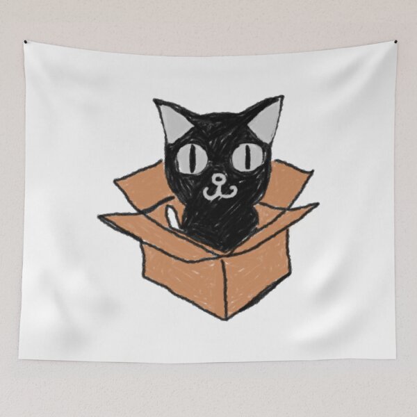 Item preview, Curious Black Cat in a Cardboard Box designed and sold by mochicrit.