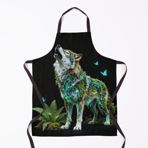 Item preview, Neon Glowing Wolf Biomechanical Moss Forest Art designed and sold by Shape-Forge.