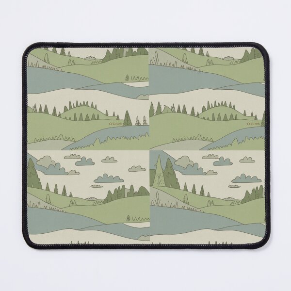 Item preview, Minimalist Green Landscape Pattern | Serene Hills & River Seamless Repeat designed and sold by Midnight Veil Designs.