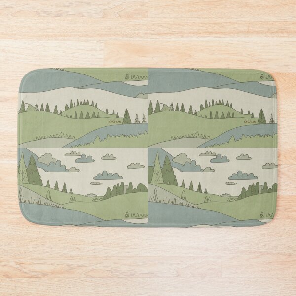 Item preview, Minimalist Green Landscape Pattern | Serene Hills & River Seamless Repeat designed and sold by Midnight Veil Designs.