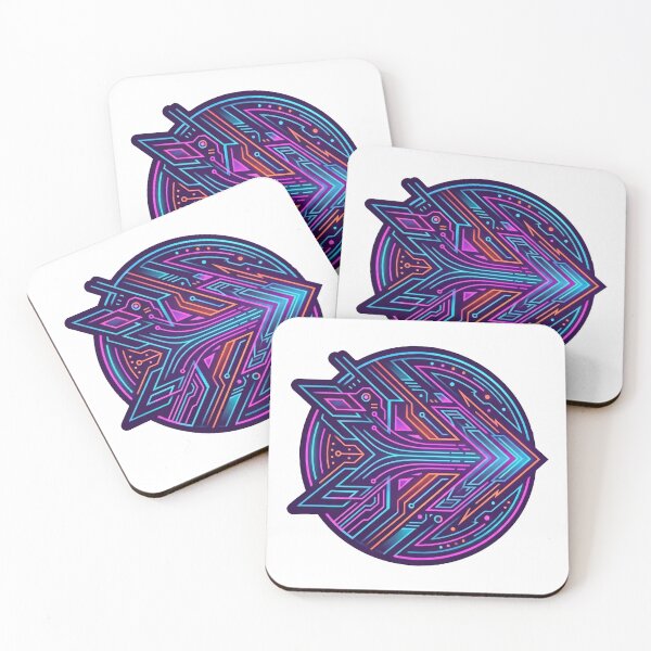 Item preview, Purple Blue Neon Cyber Arrow Circuit Emblem designed and sold by Void Signal.