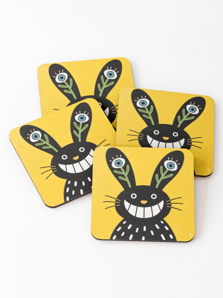 Thumbnail 1 of 5, Coasters (Set of 4), The Tall-Eared Rabbit designed and sold by Inkabbmate.